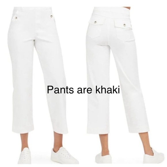 SPANX Pants - SPANX Light Beige Wide-Leg Cropped Pants, SIze XL